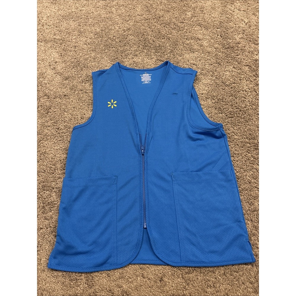 Walmart Womens Associate Employee Vest S (4-6) Turquoise Full Zip Uniform Logo